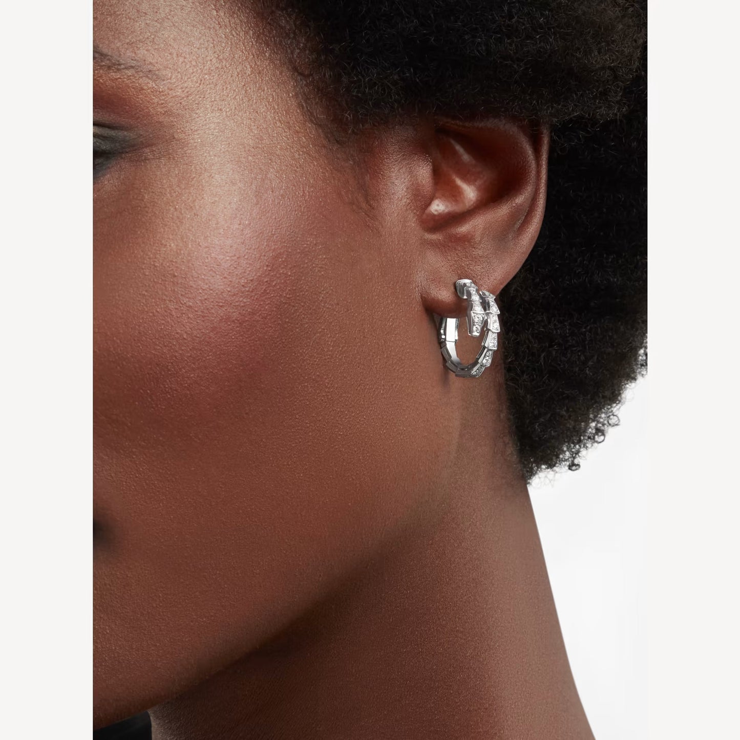 Serpenti Earrings – 925 Silver, 18k White Gold Plated with Cubic Zirconia