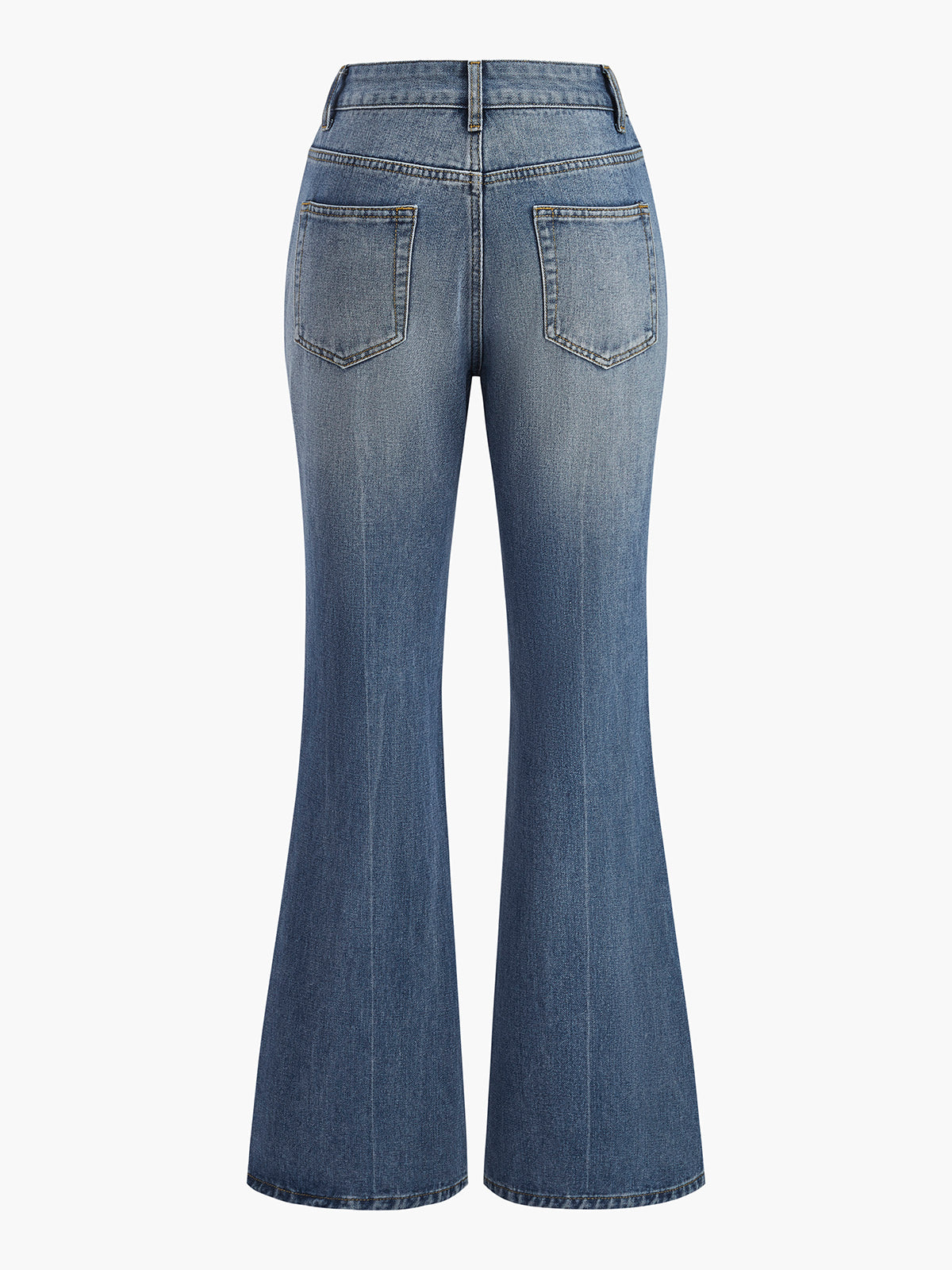 Denim broek met wijde pijpen, hoge taille en knoopdetails
