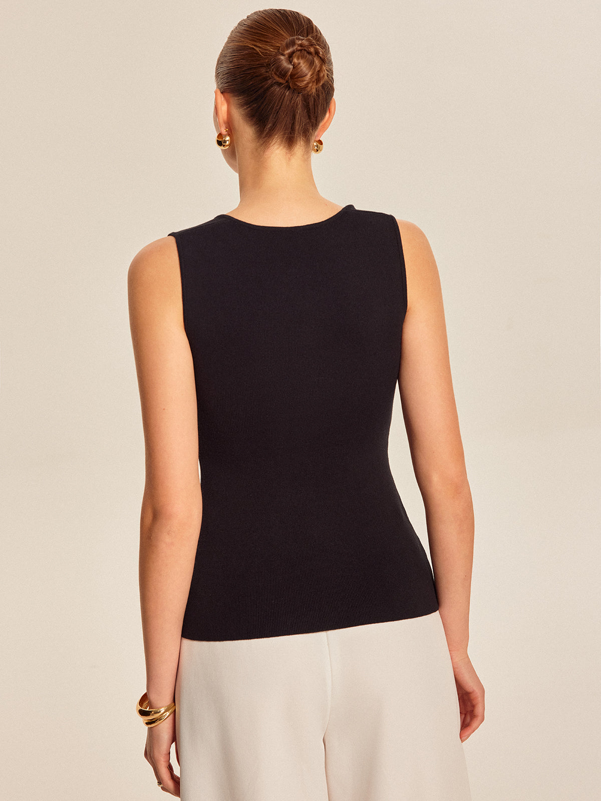 Button Front Square Neck Top