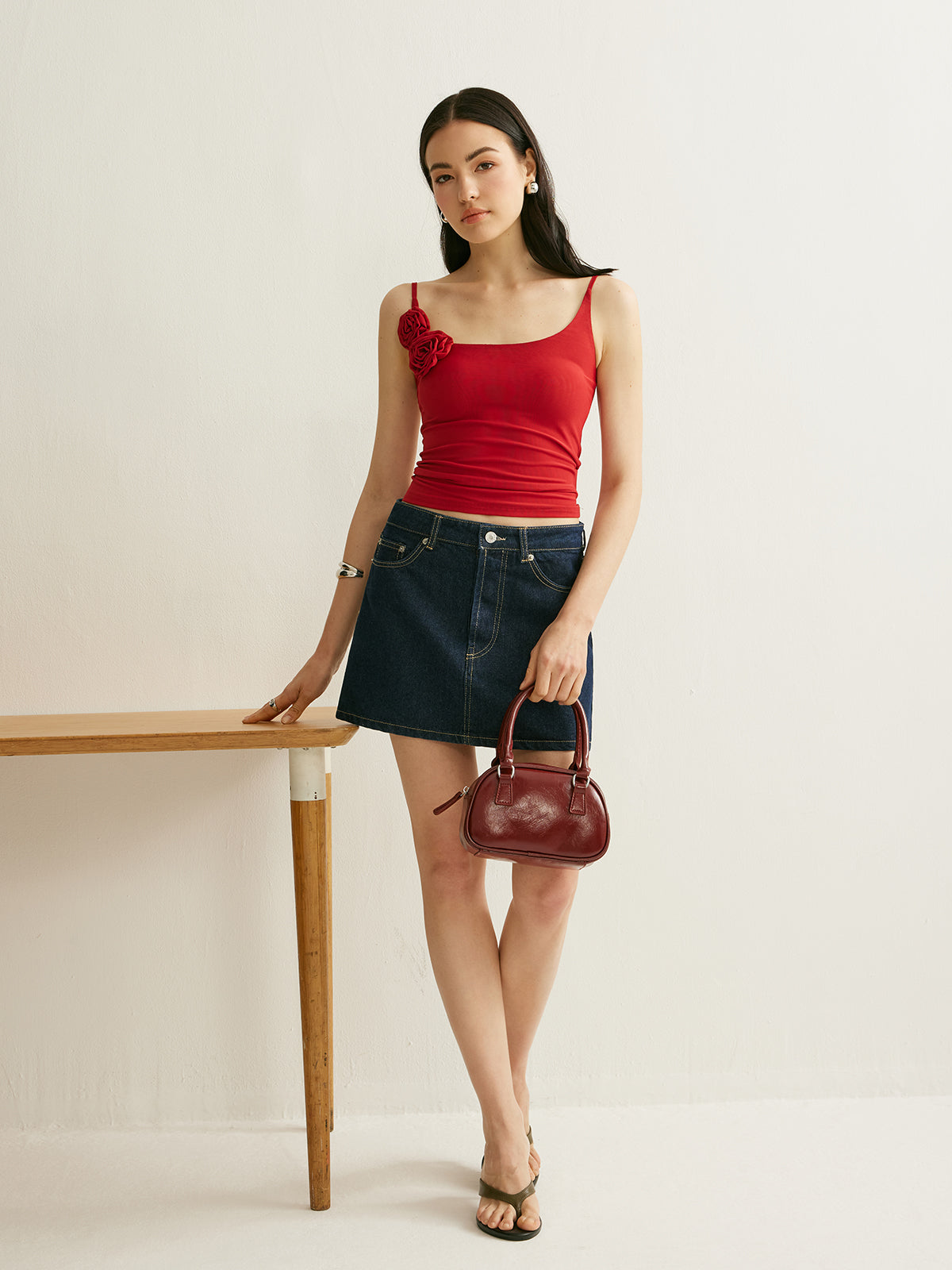 Blomstret detaljert cami-topp