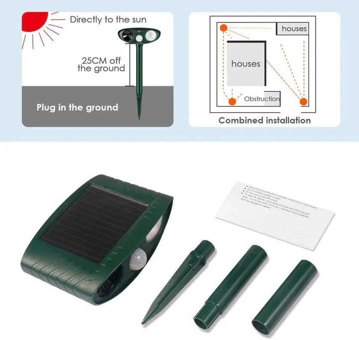 Solar-Powered Rabbit Repeller – Ultrasonic Humane Pest Deterrent | Ventayo