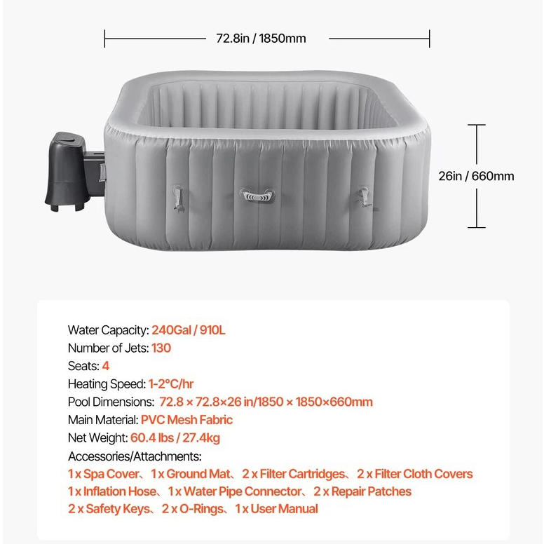 Spa inflable portátil para 6 personas