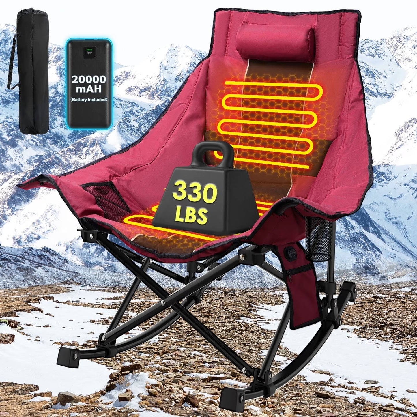Oversized Heated Rocking Camping Chair