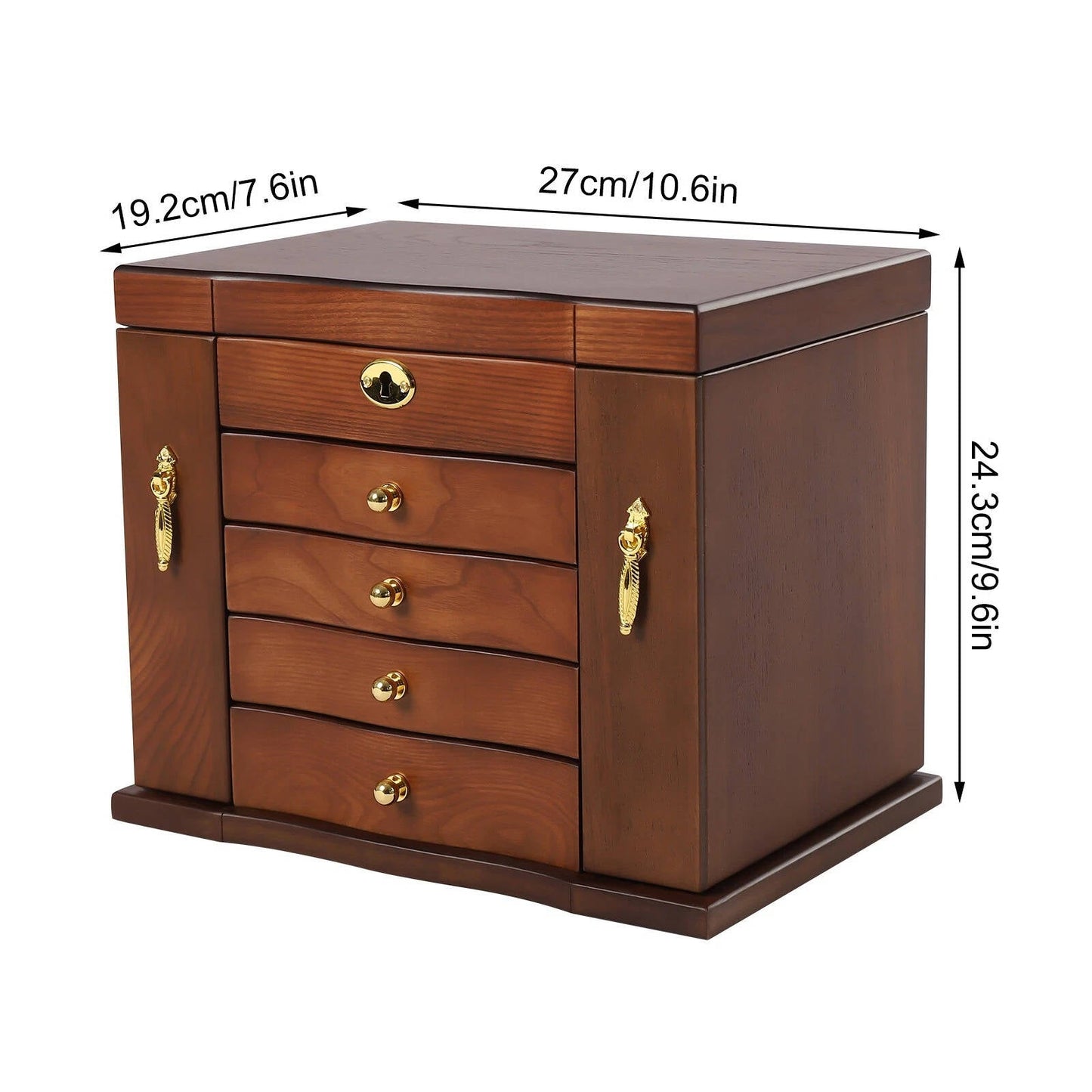 Jewelry Box Organizer with Mirror 5 Layer Large 4 Drawers