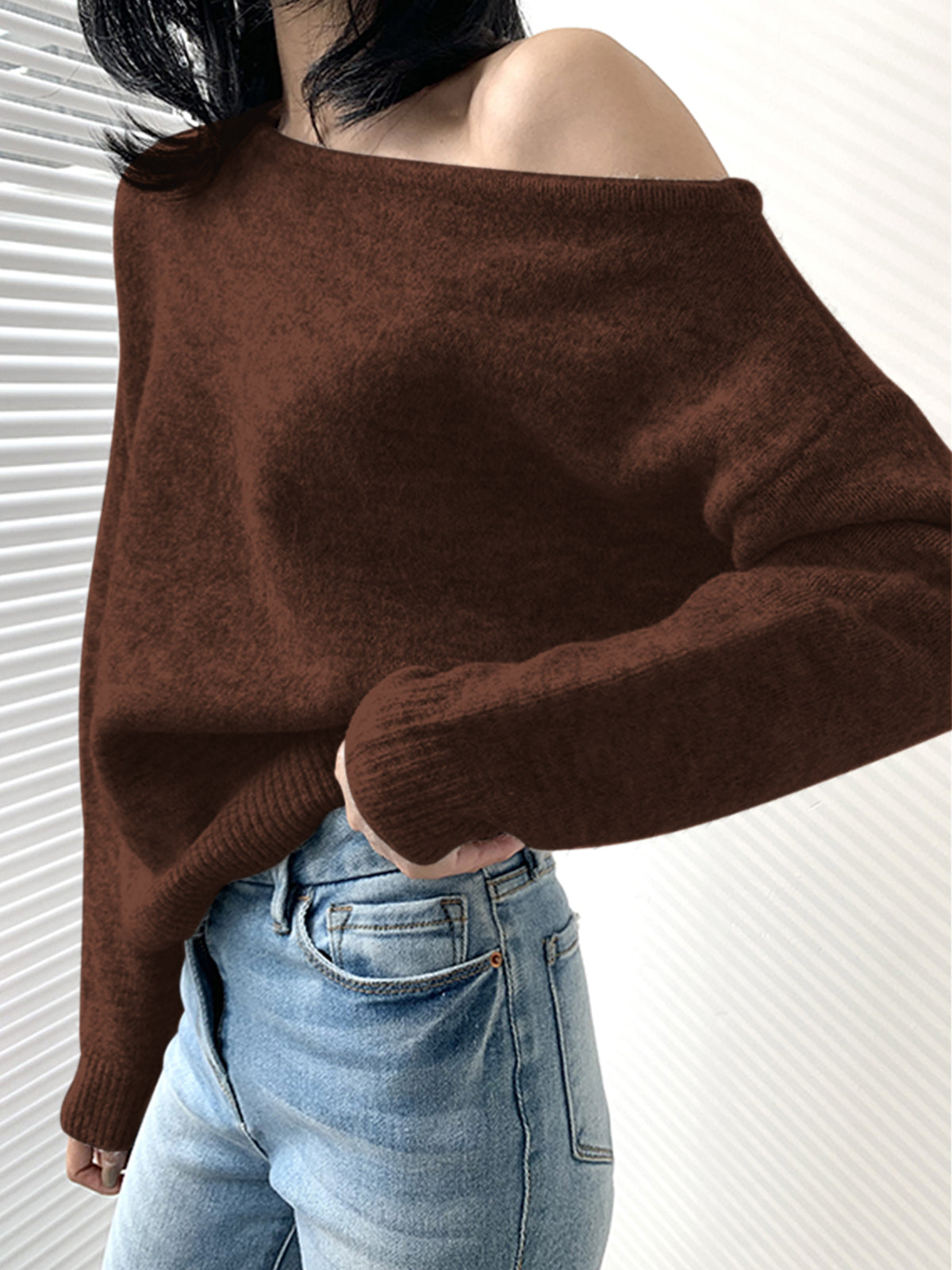 One Shoulder Asymmetrische Trui