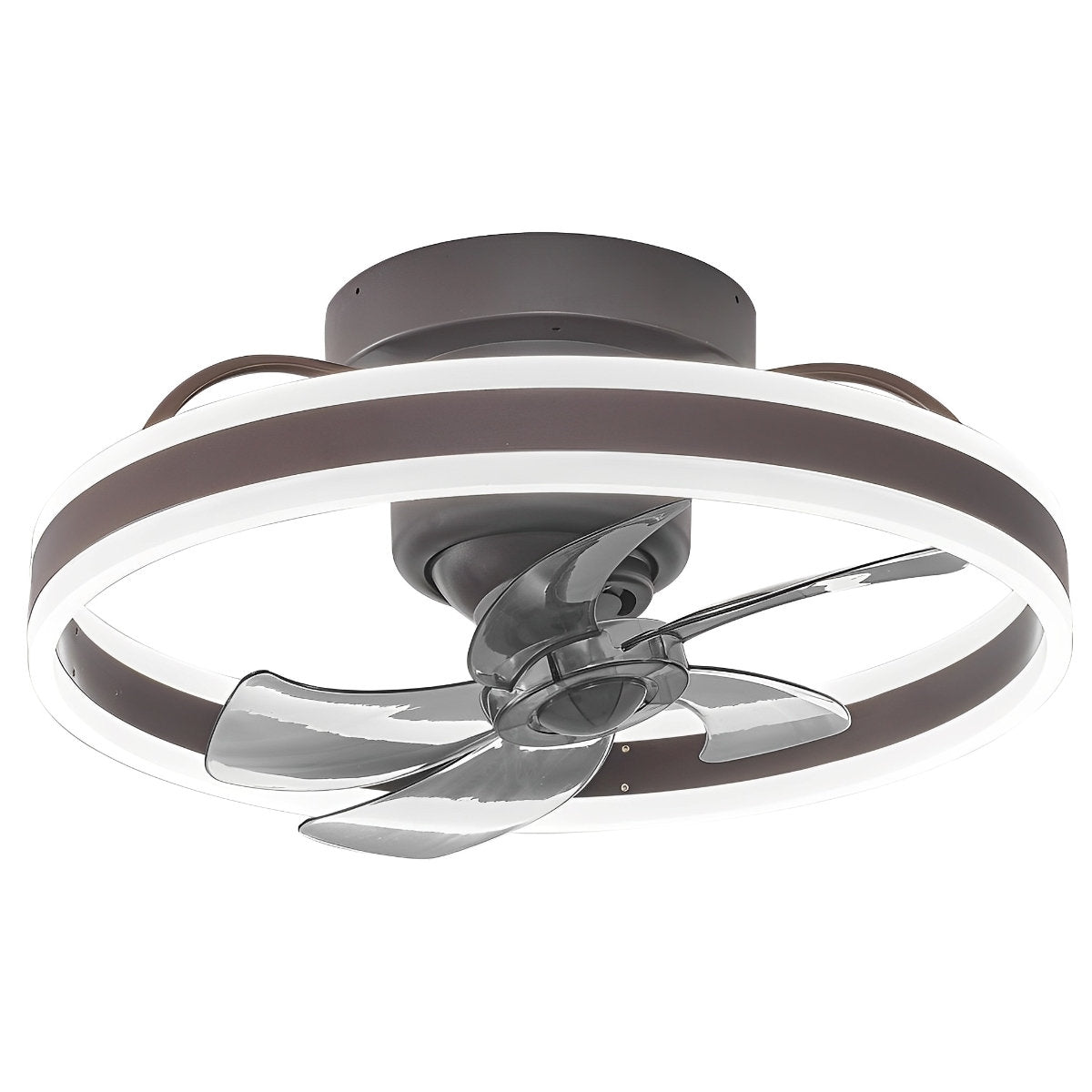 Ventilador de techo moderno con luz LED redonda con atenuación continua y rotación 360