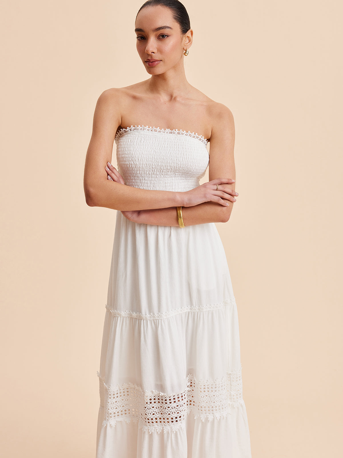 Cami-jurk met smockwerk