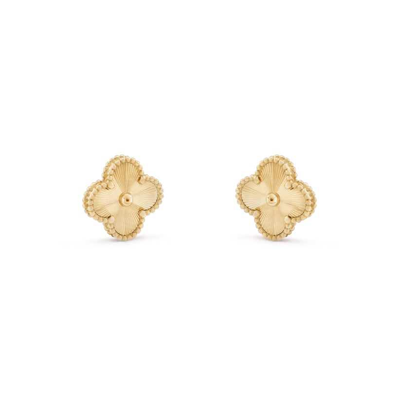 Clover Leaf Ear Studs – 925 Silver, 18k Yellow Gold Plated