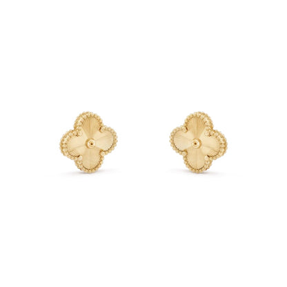 Clover Leaf Ear Studs – 925 Silver, 18k Yellow Gold Plated