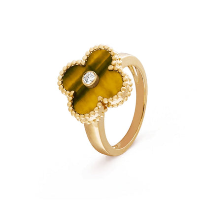 Kløverblad ring, 925 sølv, 18K guldbelagt