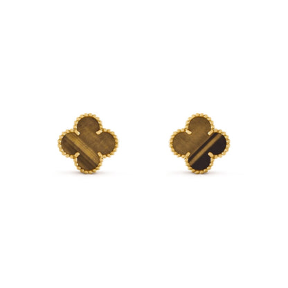 Clover Leaf Earrings – 925 Silver, 18k Gold Plated