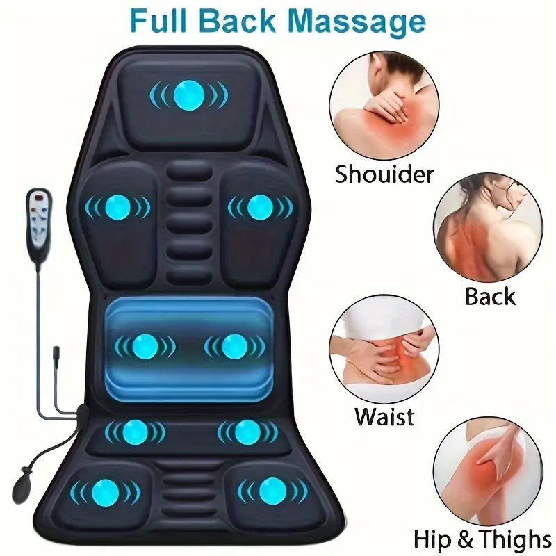 Fullständig ryggmassager med värme – Shiatsu-stolplatta, djupknådande, justerbar intensitet