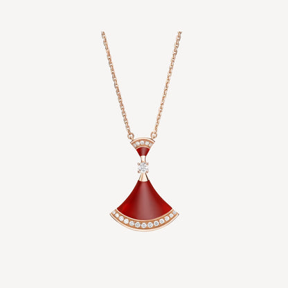 Divas’ Dream Necklace, 925 Silver, 18K Gold Plated, Red Agate