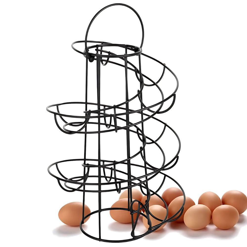 Soporte espiral para huevos y contenedor de almacenamiento