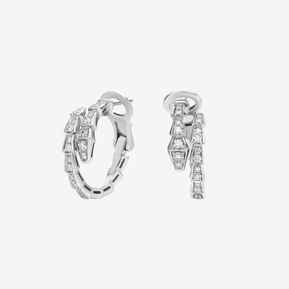 Serpenti Earrings – 925 Silver, 18k White Gold Plated with Cubic Zirconia