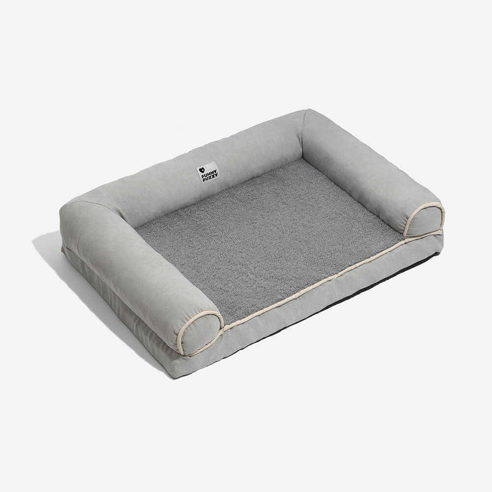 Full support faux fleece and suede orthopedic dog bed