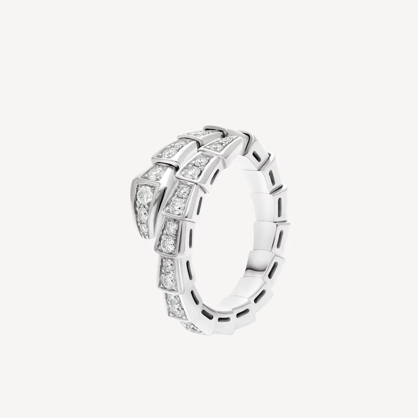 Serpenti Ring, 18K White Gold Plated with Cubic Zirconia Pavé