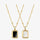 Square Reversible Pendant Necklace, 925 Silver, 18K Gold Plated, Black Onyx & White Mother-of-Pearl