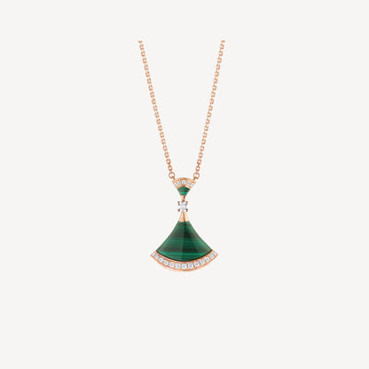 Divas’ Dream Necklace, 925 Silver, 18K Gold Plated, Green Agate