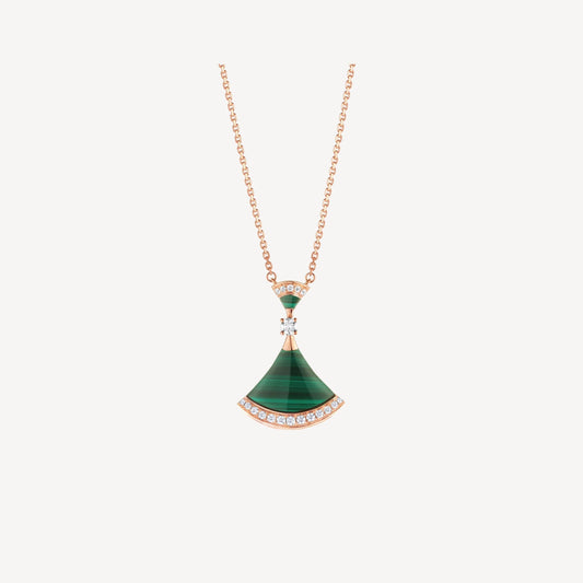 Divas’ Dream Necklace, 925 Silver, 18K Gold Plated, Green Agate