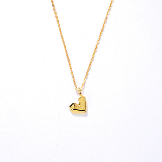 Heart Shaped Necklace, 925 Silver, 18K Gold Plated