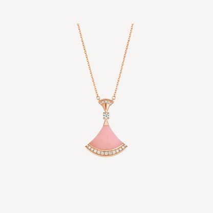 Divas’ Dream Necklace, 925 Silver, 18K Gold Plated, Pink Agate