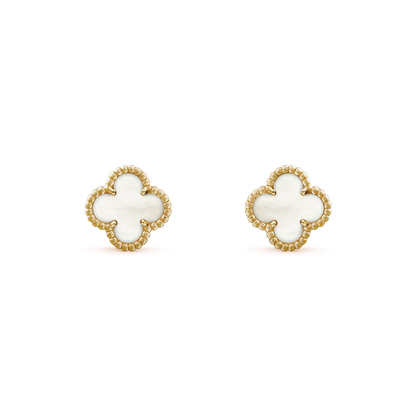 Clover Leaf Ear Studs – 925 Silver, 18k Yellow Gold Plated