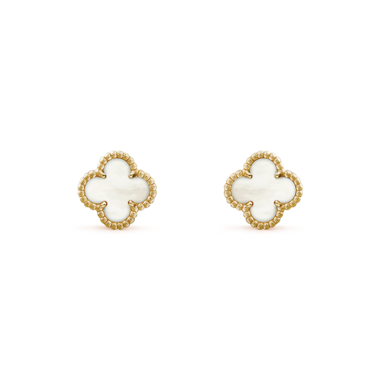 Clover Leaf Ear Studs – 925 Silver, 18k Yellow Gold Plated