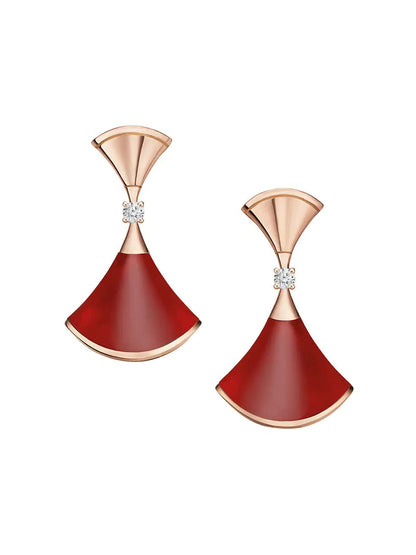 Divas’ Dream Earrings – 925 Silver, 18k Gold Plated with Red Agate