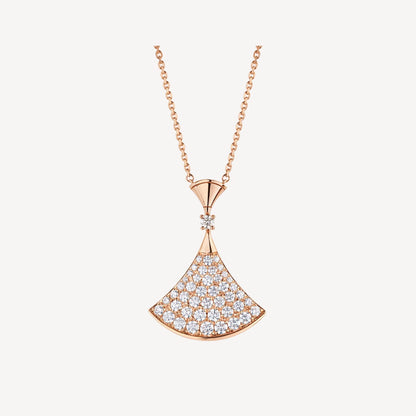 Divas’ Dream Necklace, 925 Silver, 18K Rose Gold Plated, Cubic Zircon Pave