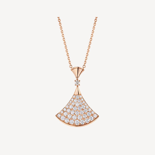 Divas’ Dream Necklace, 925 Silver, 18K Rose Gold Plated, Cubic Zircon Pave