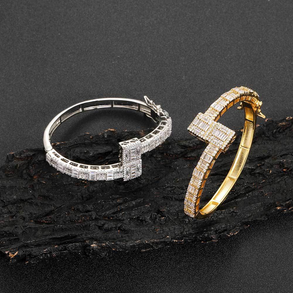 Love Baguette Bangle Bracelet – Gold Plated