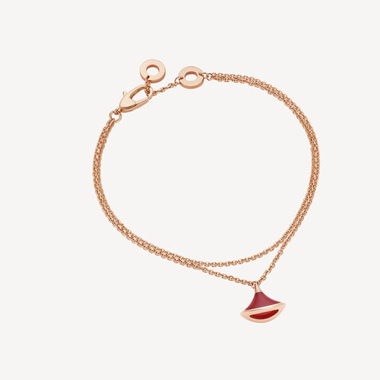Divas' Dream Bracelet – 925 Silver, 18k Rose Gold Plated, Red Agate