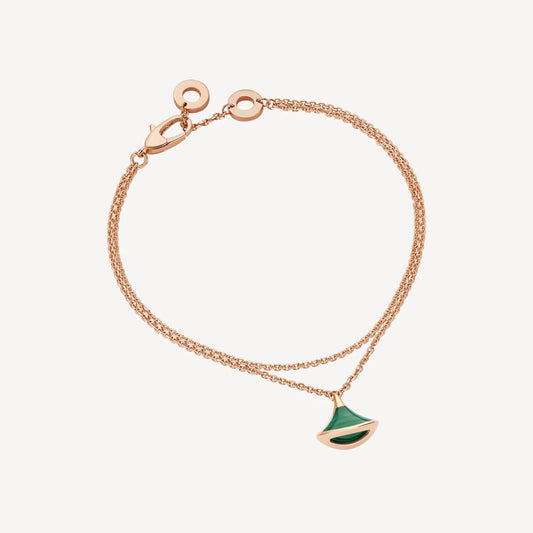 Divas' Dream Bracelet – 925 Silver, 18k Rose Gold Plated, Green Agate