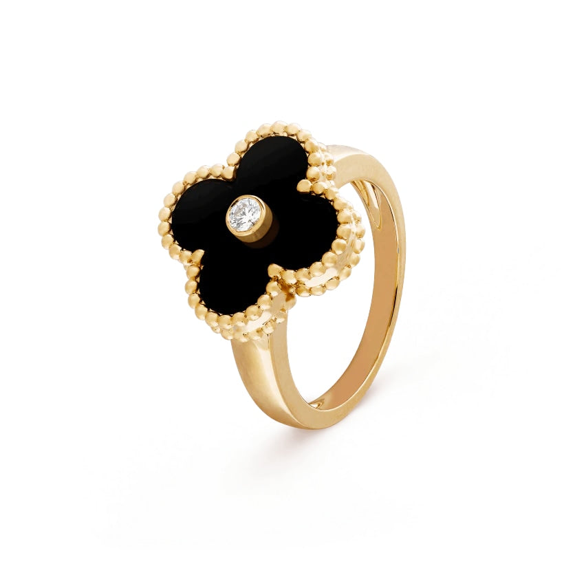 Kløverblad ring, 925 sølv, 18K guldbelagt