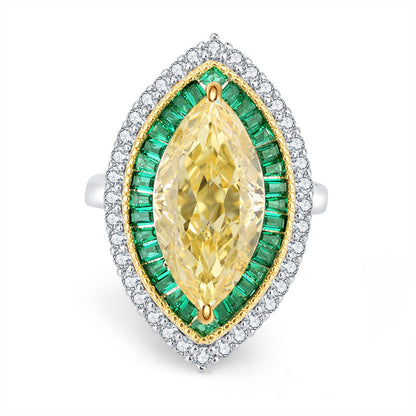 Tear Eye Diamond Ring, 925 Silver with Cubic Zirconia