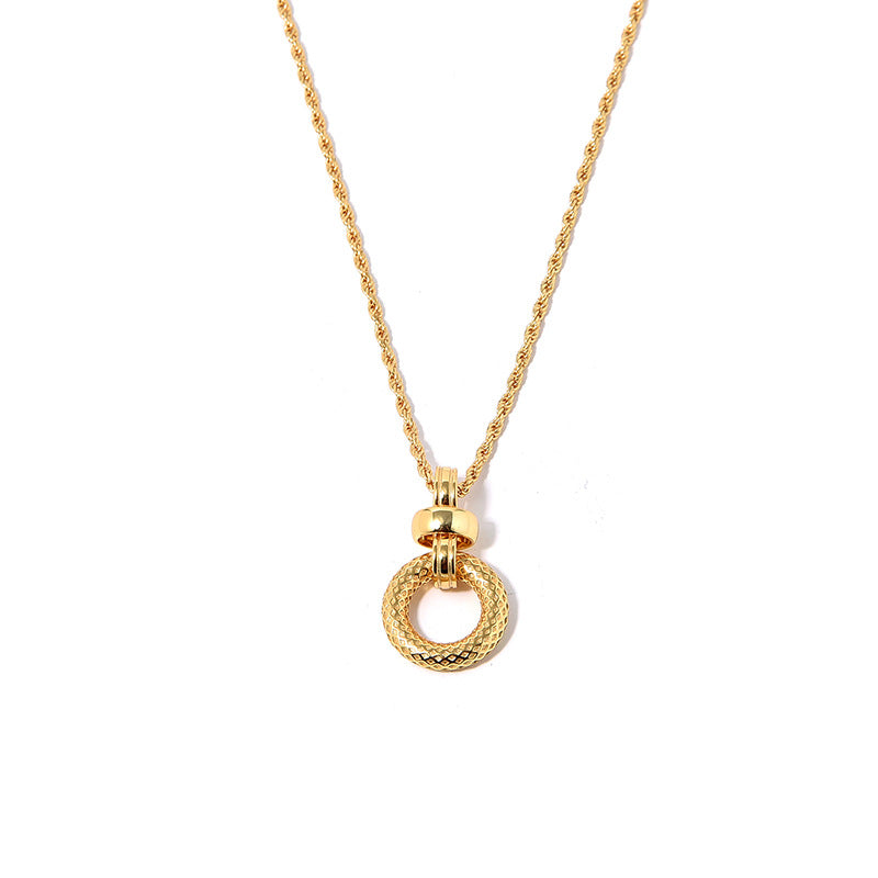 Circular Pendant Necklace, 925 Silver, 18K Gold Plated