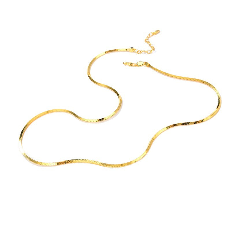 Square Snake Chain Necklace, 925 Silver, 18K Gold Plated