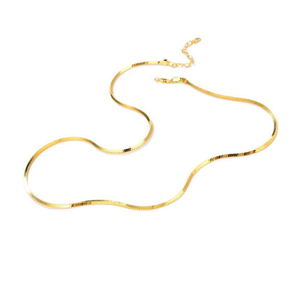 Square Snake Chain Necklace, 925 Silver, 18K Gold Plated