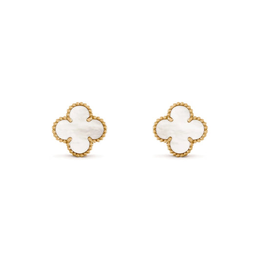Clover Leaf Earrings – 925 Silver, 18k Gold Plated