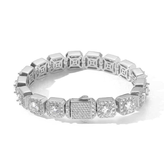 Clustered Tennis Bracelet – White Gold, 10mm