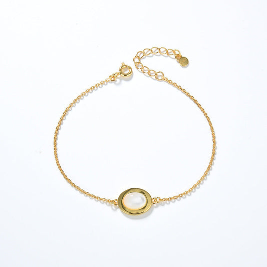 Natural Moonstone Bracelet – 925 Silver, 18k Yellow Gold Plated