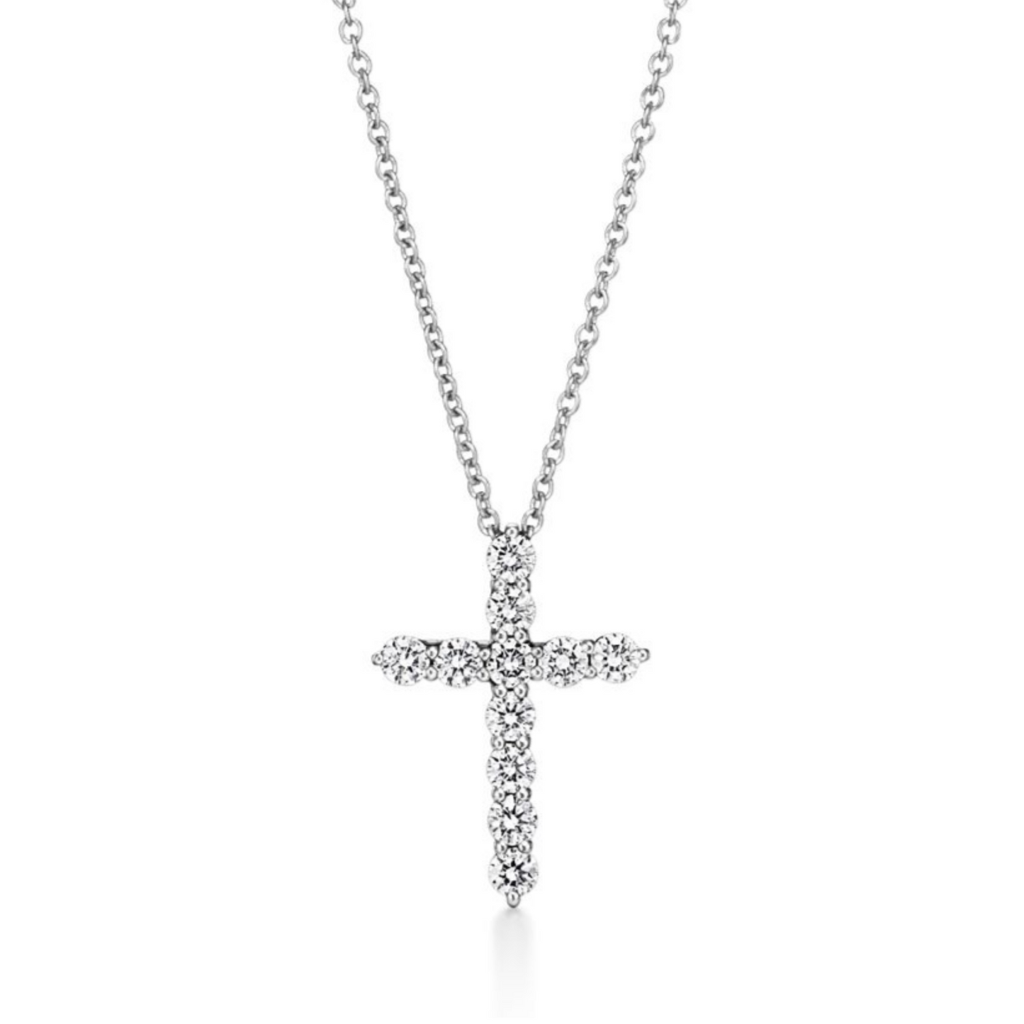 Cross Pendant Necklace, 925 Silver, 18K White Gold Plated