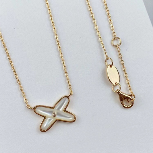 Cross Link Pendant Necklace, 925 Silver, 18K Gold Plated