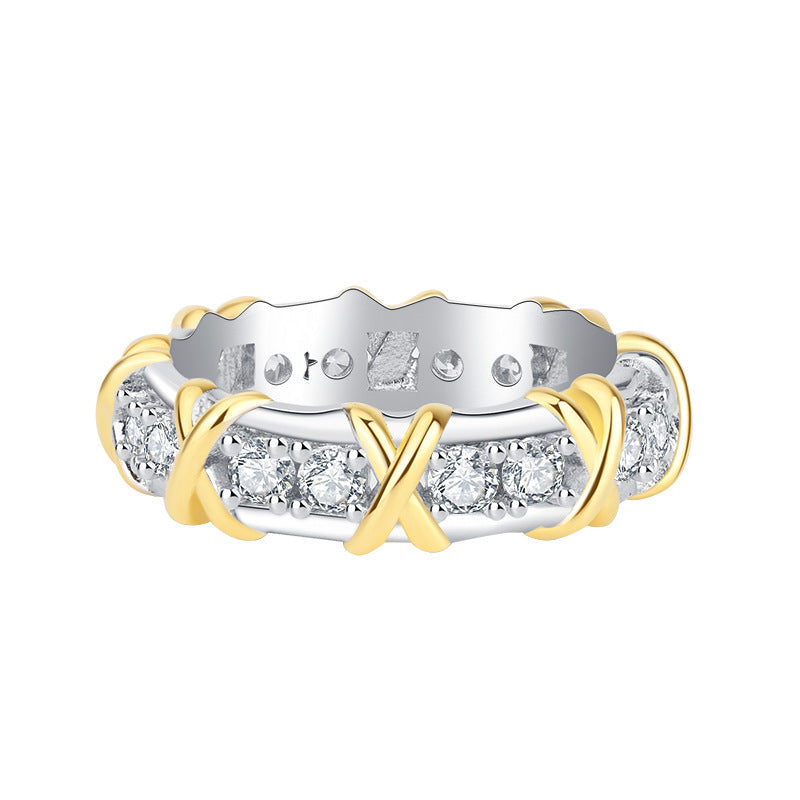 Geometric Shape Ring, 925 Silver with Sparkling Cubic Zirconia
