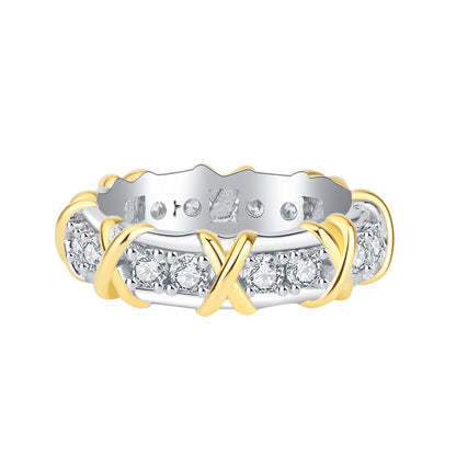 Geometric Shape Ring, 925 Silver with Sparkling Cubic Zirconia