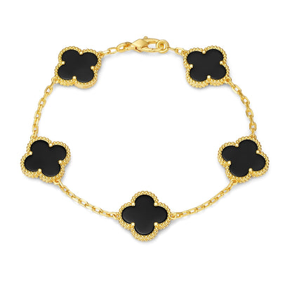 Klaverblad Armband – 925 Zilver, 18k Goud Verguld