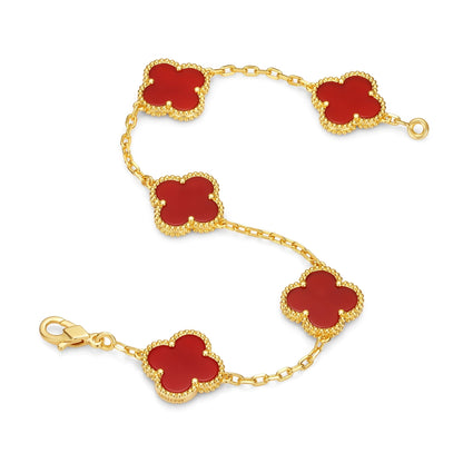 Klaverblad Armband – 925 Zilver, 18k Goud Verguld