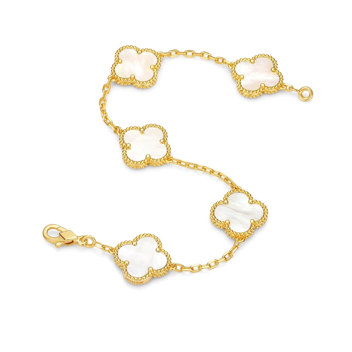 Klaverblad Armband – 925 Zilver, 18k Goud Verguld