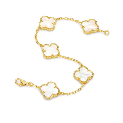 Klaverblad Armband – 925 Zilver, 18k Goud Verguld